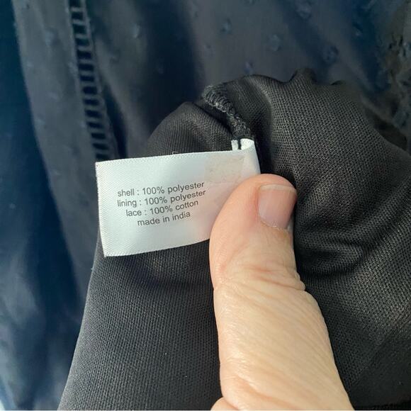 Lane Bryant Black Wrap Long Sleeve Blouse top plus size 22 sheer polka dot - Picture 7 of 8